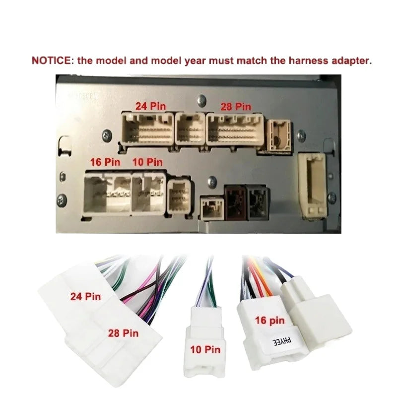 Radio Wiring Harness, CAN Bus Decoder, 16 Pin Android System Cable Adapter, for Toyota Corolla Camry RAV4 Highlander Hilux CHR