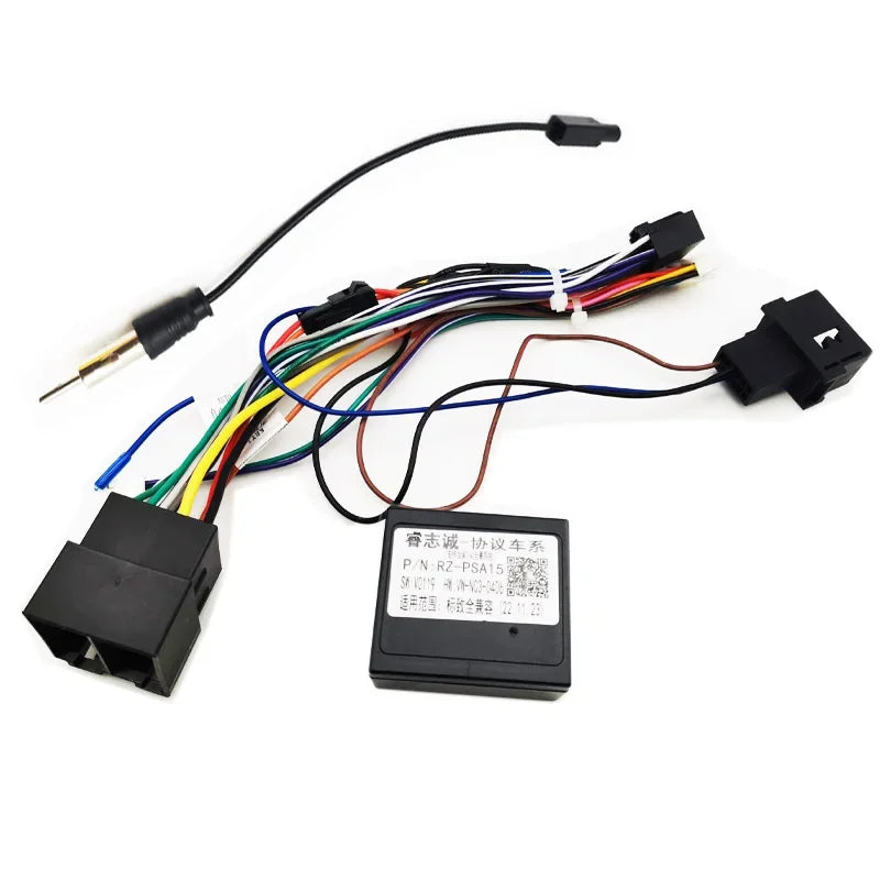 16 Pin to ISO Radio Wiring Harness CAN Bus Decoder Car Android Head Unit Cable Adapter for Peugeot 308 Citroen C4
