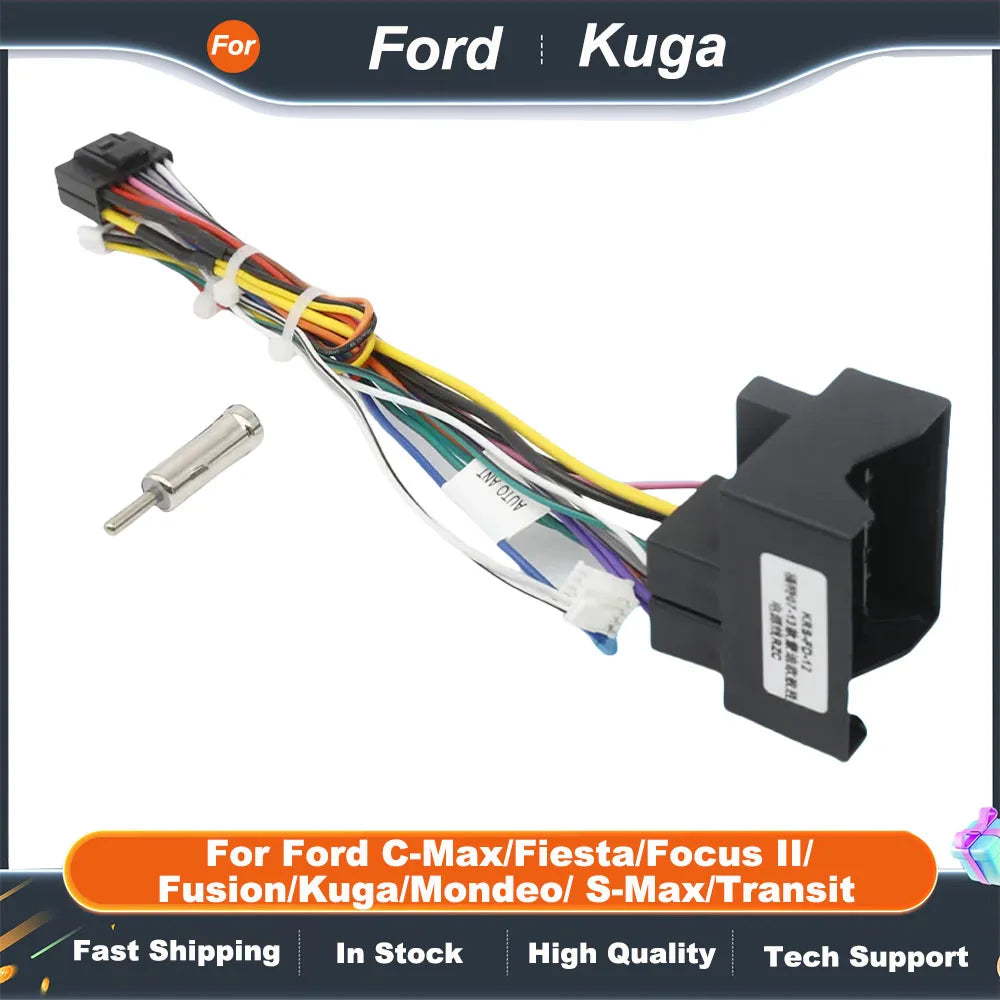 For Ford C-Max/Fiesta/Focus II/ Fusion/Kuga/Mondeo/ S-Max/Transit Android 2 Din GPS Receiver16 Pin Wiring Harness CAN Bus Decode
