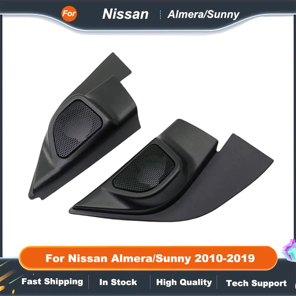 2PCS Car Tweeter Speaker Mounts Cover Boxes Refitting Kit for Nissan Almera Sunny 2010-2019 Audio Door Angle Gum Frame