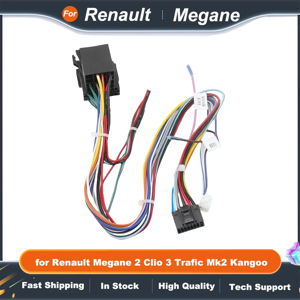 CAN Bus Decoder, 16 Pin to ISO Radio Harness Adapter, Car Android Wiring Cable for Renault Megane 2 Clio 3 Trafic Mk2 Kangoo