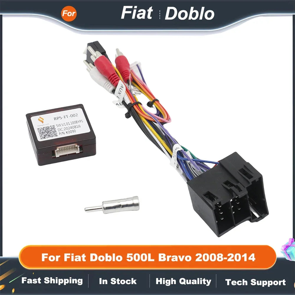 16pin Car Wiring Harness Adapter with CANBUS Decoder Android Radio Power Cable for Fiat Doblo 500L Bravo 2008-2014