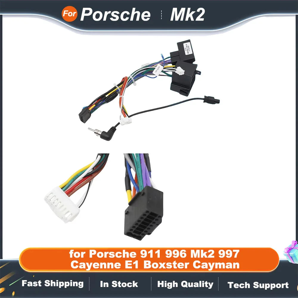 CAN BUS Decoder 16 Pin Wiring Harness Adapter ISO Quadlock Connector Cable for Porsche 911 996 Mk2 997 Cayenne E1 Boxster Cayman