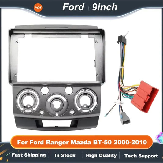 2 Din 9 Inch Car Radio Fascia Frame DVD GPS Mp5 ABS PC Plastic Fascia Plane Frame For Ford Ranger Mazda BT-50 2000-2010 Dash Kit