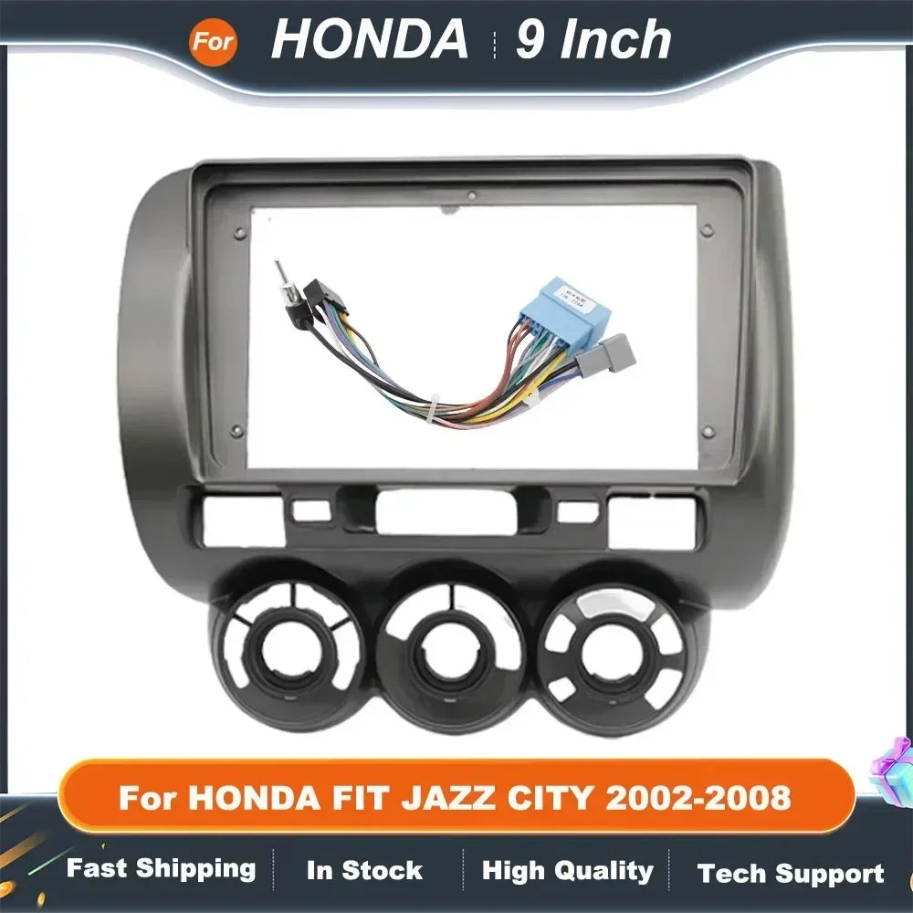 9 Inch Car Radio Fascia Android Dash Frame Fitting Kit for HONDA FIT JAZZ CITY 2002-2008 Radio Fascia Installation Kit