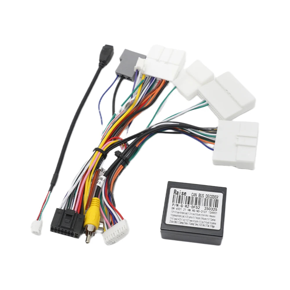 16 Pin Plug Android System Radio for Nissan Versa /X-Trail/Qashqai/SYLPHY/Teana/ Kicks Canbus Box RZ-DF02 with Wiring Harness