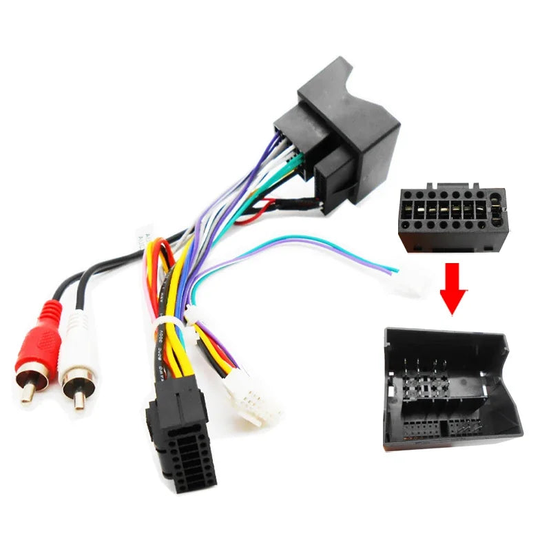 Car Radio Wiring Harness 16 Pin Plug Quadlock Female Connector Android System Head Unit RCA Cable Adapter for Audi A3 8P A4 TT