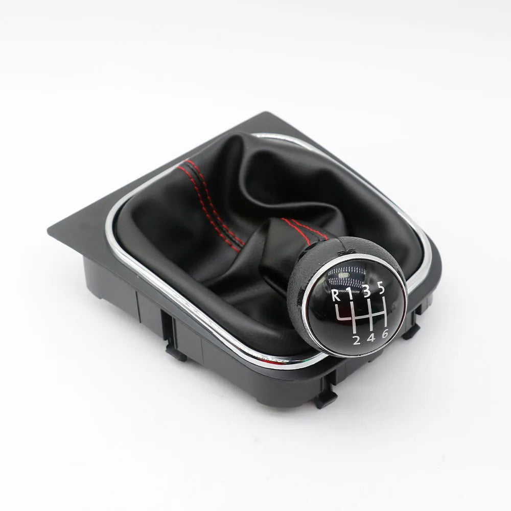 5 / 6 Speed Gear Shift Knob Lever and Boot Gaiter Black Leather Set for VW Golf  MK Jetta V VI 2005 200 2007-2014