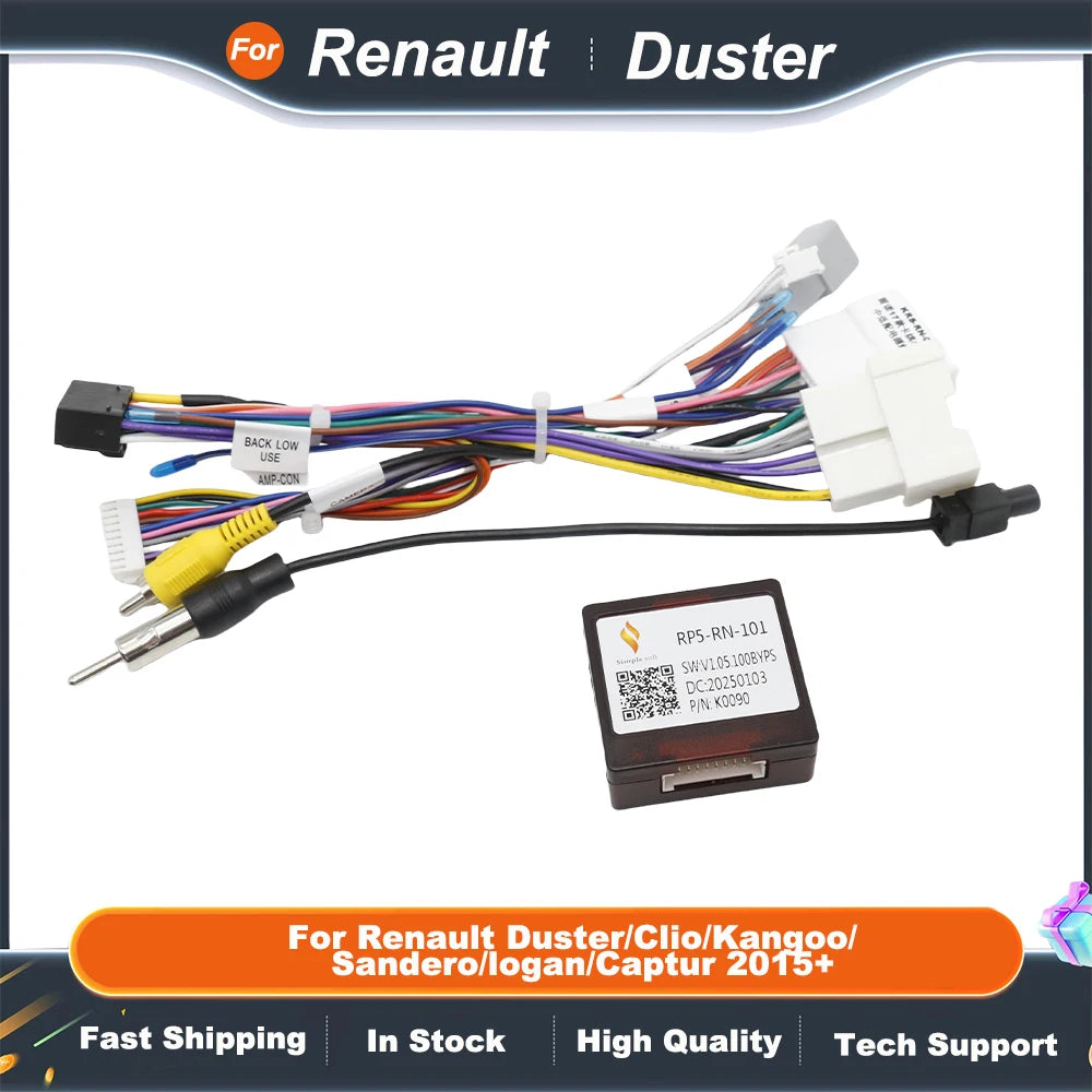 For Renault Duster/Clio/Kangoo/Sandero/logan/Captur 2015+ Canbus Box Power Cable Audio Adaptor