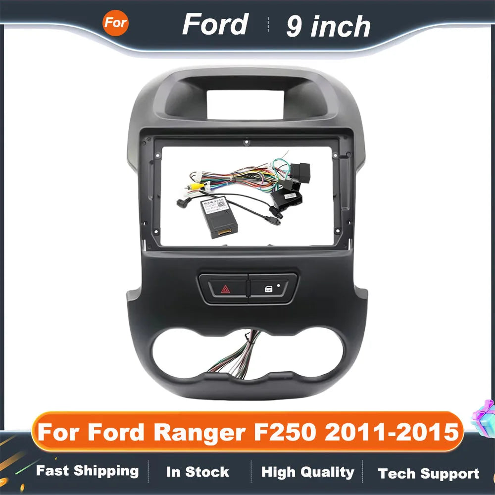 9 Inch Car Frame Fascia Adapter  For Ford Ranger F250 2011-2015 Canbus Box Decoder Android Radio Audio Dash Fitting Panel Kit