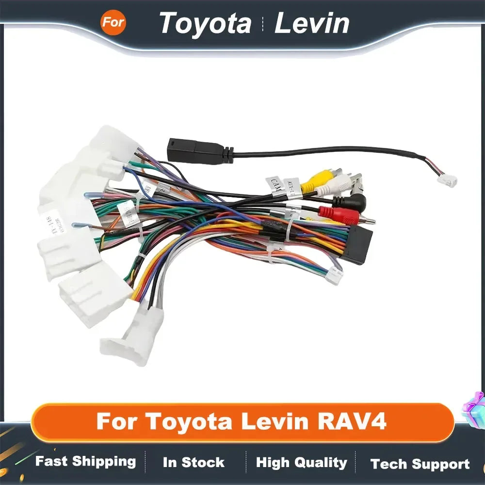 Universal 16Pin Car Radio Fascia Frame Harness Adapter with CANBus Decoder for Toyota RAV4 Camry Corolla Highlander Prius