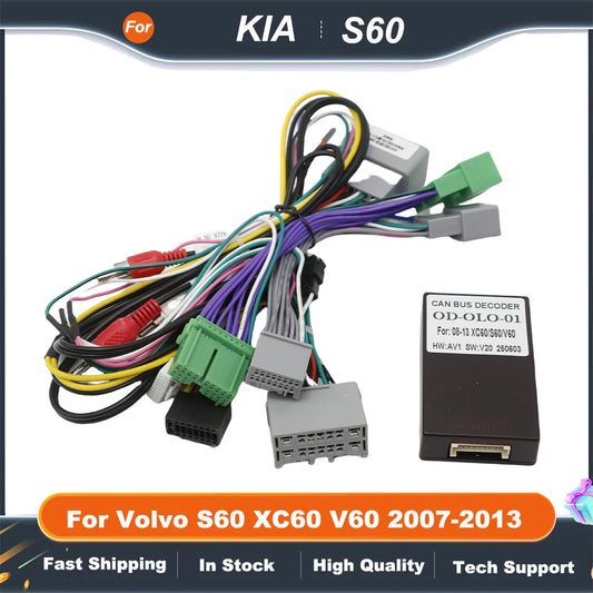 Car Audio Wiring Harness with Canbus Box For Volvo S60 XC60 V60 2007-2013 Stereo 16 Pin CD/DVD Android 2 Din GPS Video Player