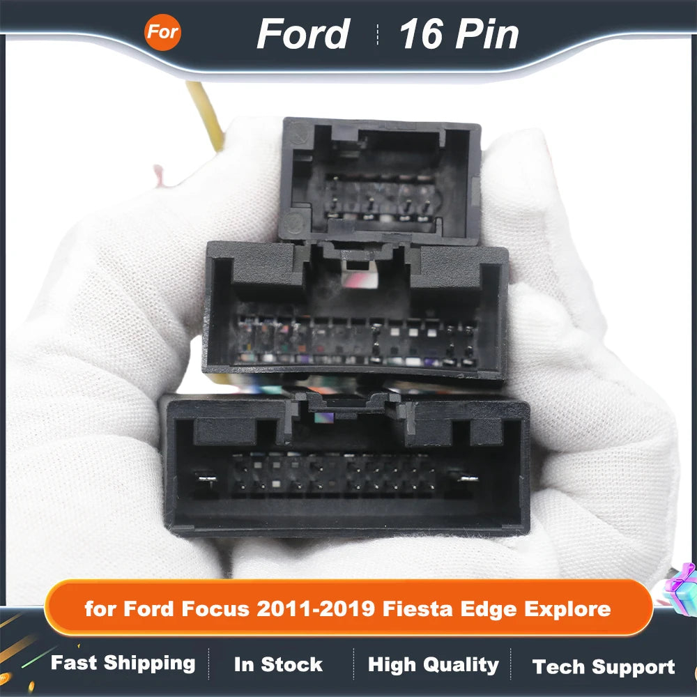16 pin Harness CANBUS Decoder Box FORD-RZ-10/RZ-FD10/RZ-FD60 for Ford Focus 2011-2019 Fiesta Edge Explore Android RADIO Sync