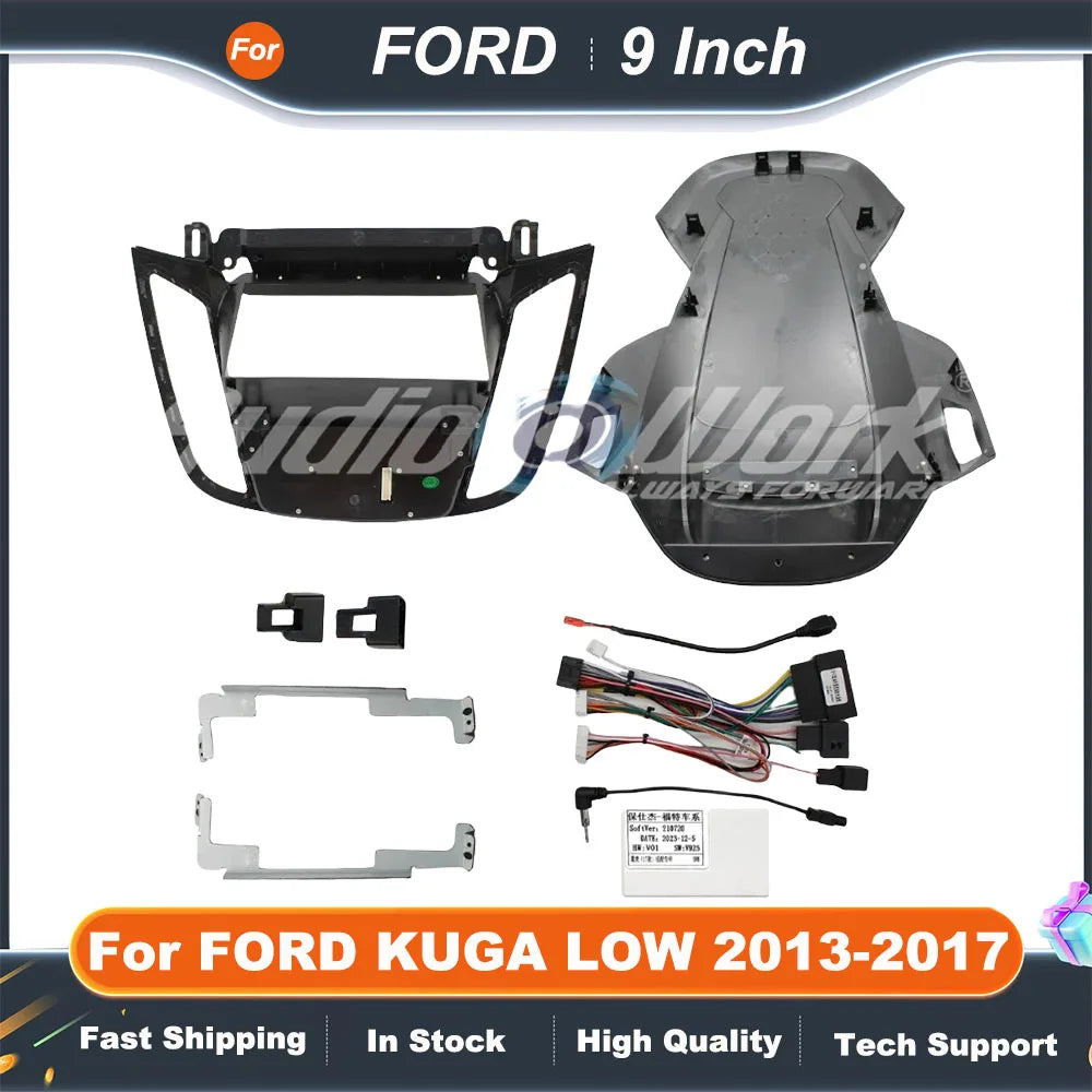 9 inch 2 Din Car Audio Frame For FORD KUGA LOW 2013-2017 GPS Navigation Fascia Panel Car DVD Plastic Frame Fascia