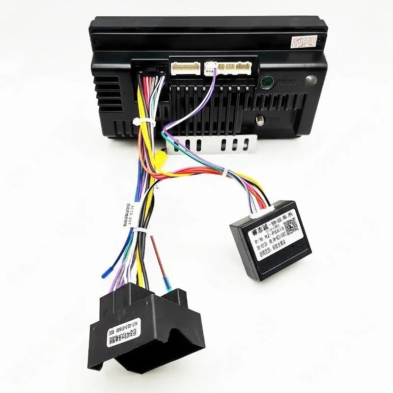 9" Android Radio Panel Frame Mounting Kits with 16 Pin to Quadlock Wiring Harness CAN Bus Decoder for Peugeot 3008 2009-2015