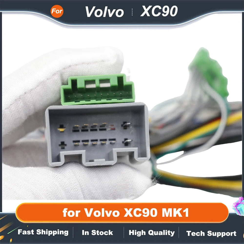 Radio Wiring Harness CAN Bus Decoder 16 Pin Plug to 14Pin Connector Audio RCA Input Car Android Cable Adapter for Volvo XC90 MK1