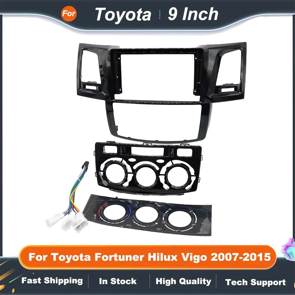 9 Inch Car Radio Fascia Frame for Toyota Fortuner Hilux Vigo 2007-2015 Android Audio Dash Panel Installation Kit
