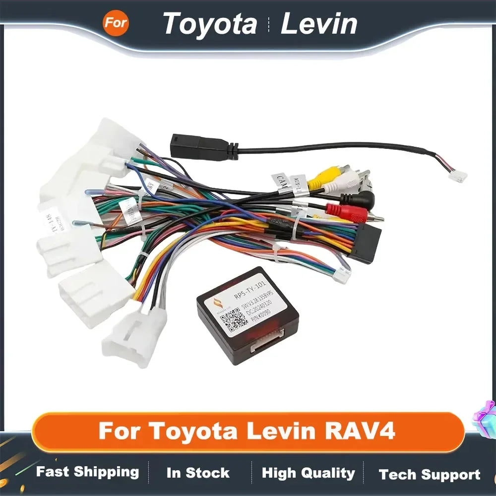 Universal 16Pin Car Radio Fascia Frame Harness Adapter with CANBus Decoder for Toyota RAV4 Camry Corolla Highlander Prius