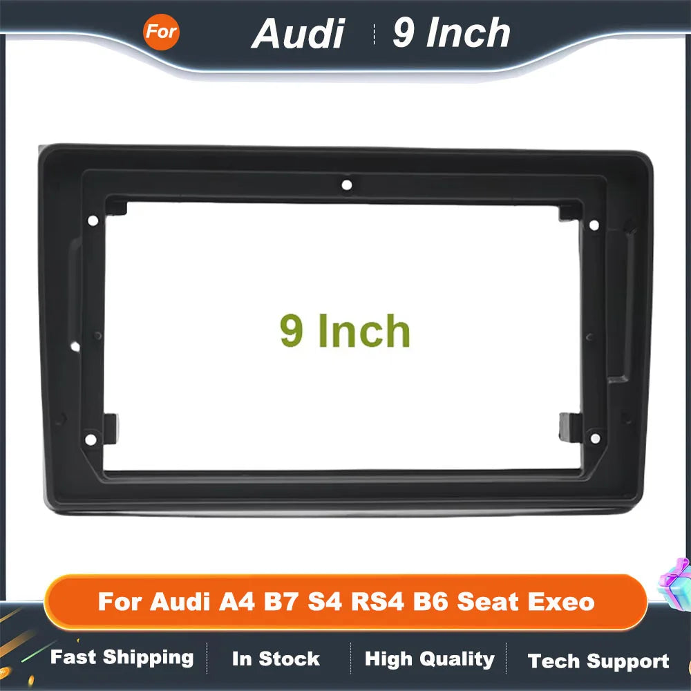 9 Inch Car Radio Fascia Frame for Audi A4 B7/B6 S4 RS4 Seat Adapter with Canbus Box Decoder Stereo Dash Panel Kit