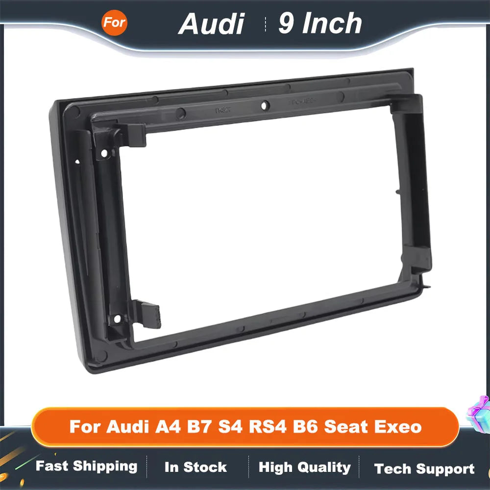 9 Inch Car Radio Fascia Frame for Audi A4 B7/B6 S4 RS4 Seat Adapter with Canbus Box Decoder Stereo Dash Panel Kit
