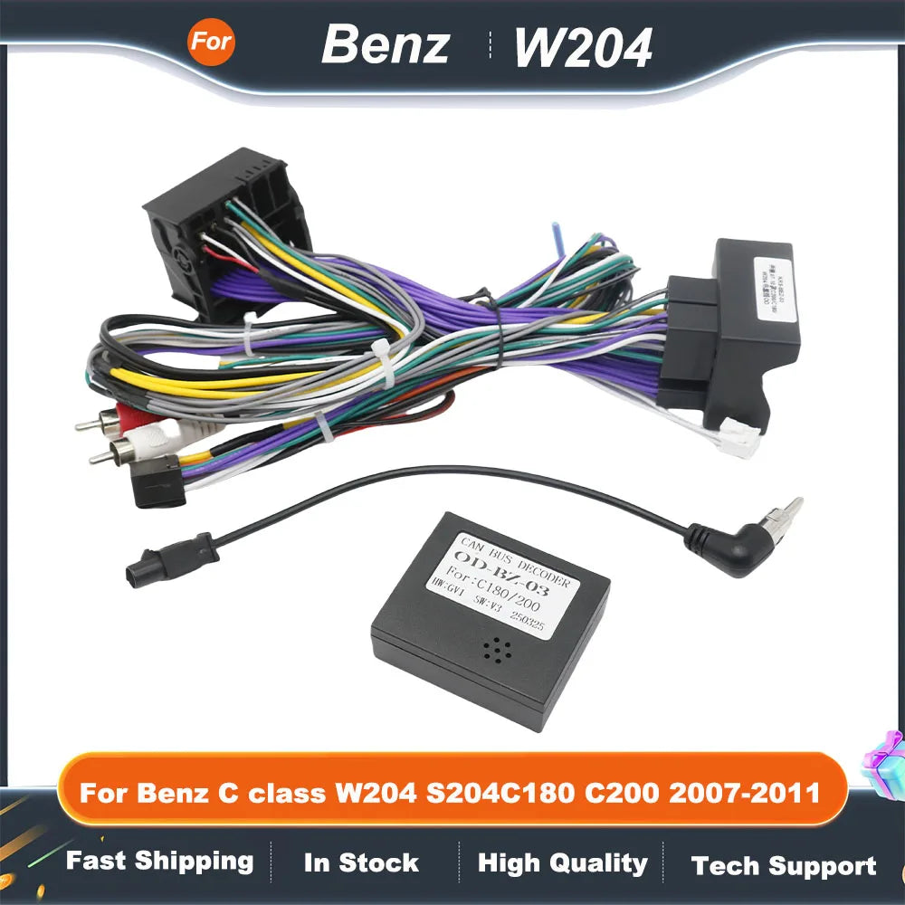 Canbus Box OD-BENZ-03 For Mercedes Benz C class W204 S204 C180 C200 2007-2011 Android 2 Din 16 PIN Wiring Harness Power Cable