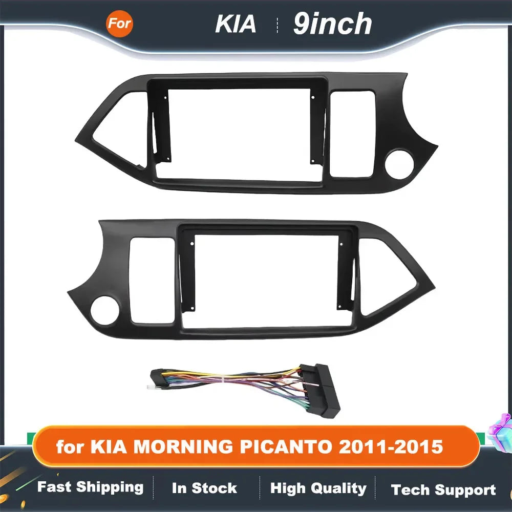 9 Inch Car Radio Fascia Frame for KIA MORNING PICANTO 2011-2015 Android Stereo Dash Panel Kit with GPS