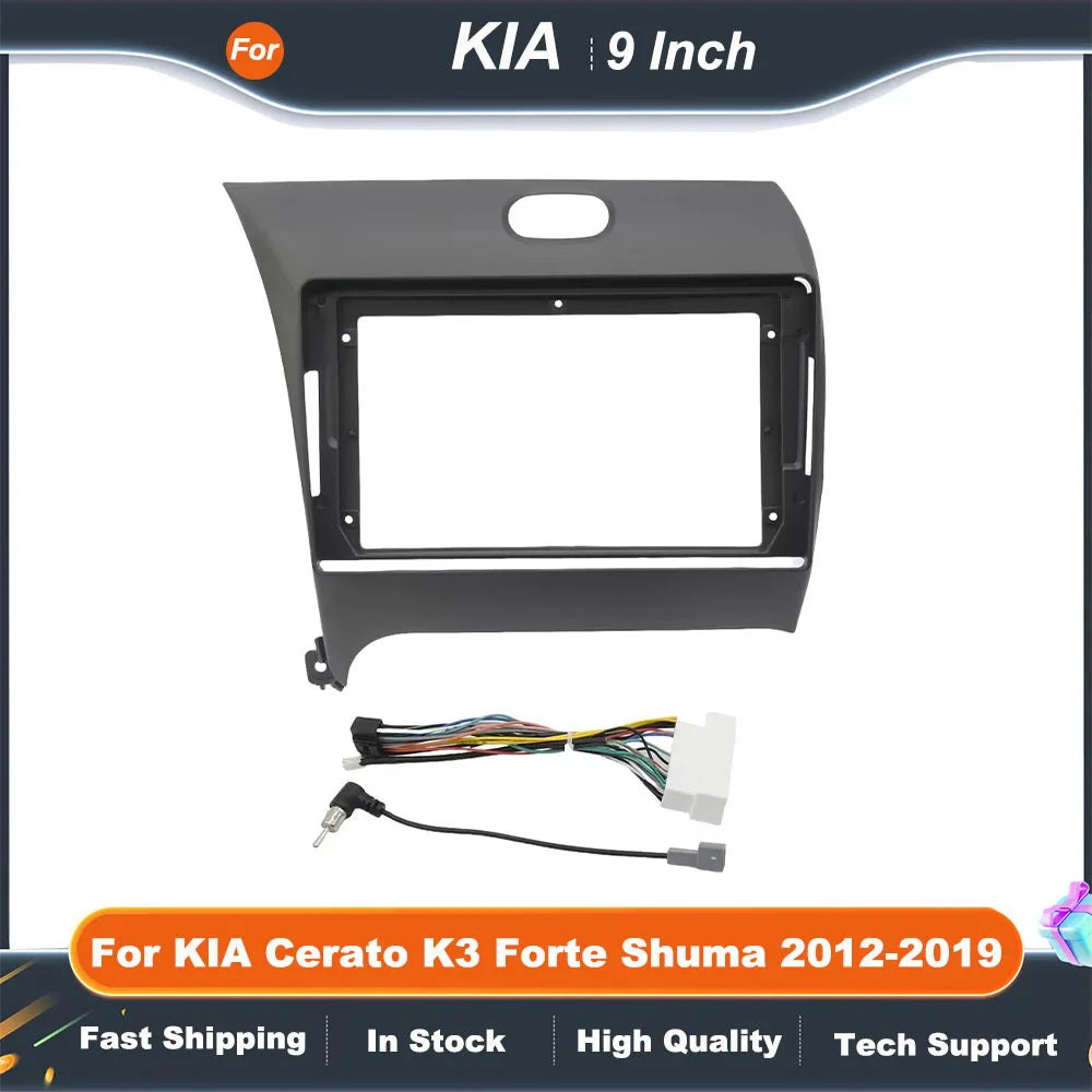 Car Radio Fascia Frame 9 Inch for KIA Cerato K3 Forte Shuma 2012-2019 Android Stereo Dash Panel Kit Double Din Adapter
