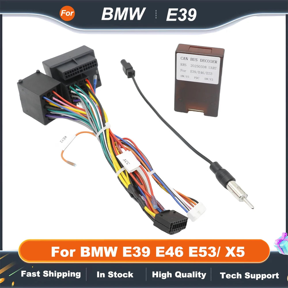 Car Radio Canbus Box Decoder For BMW E39 E46 E53/ X5 Harness Wiring Cables 16 PIN Wiring Harness Plug Power Cable Android Radio