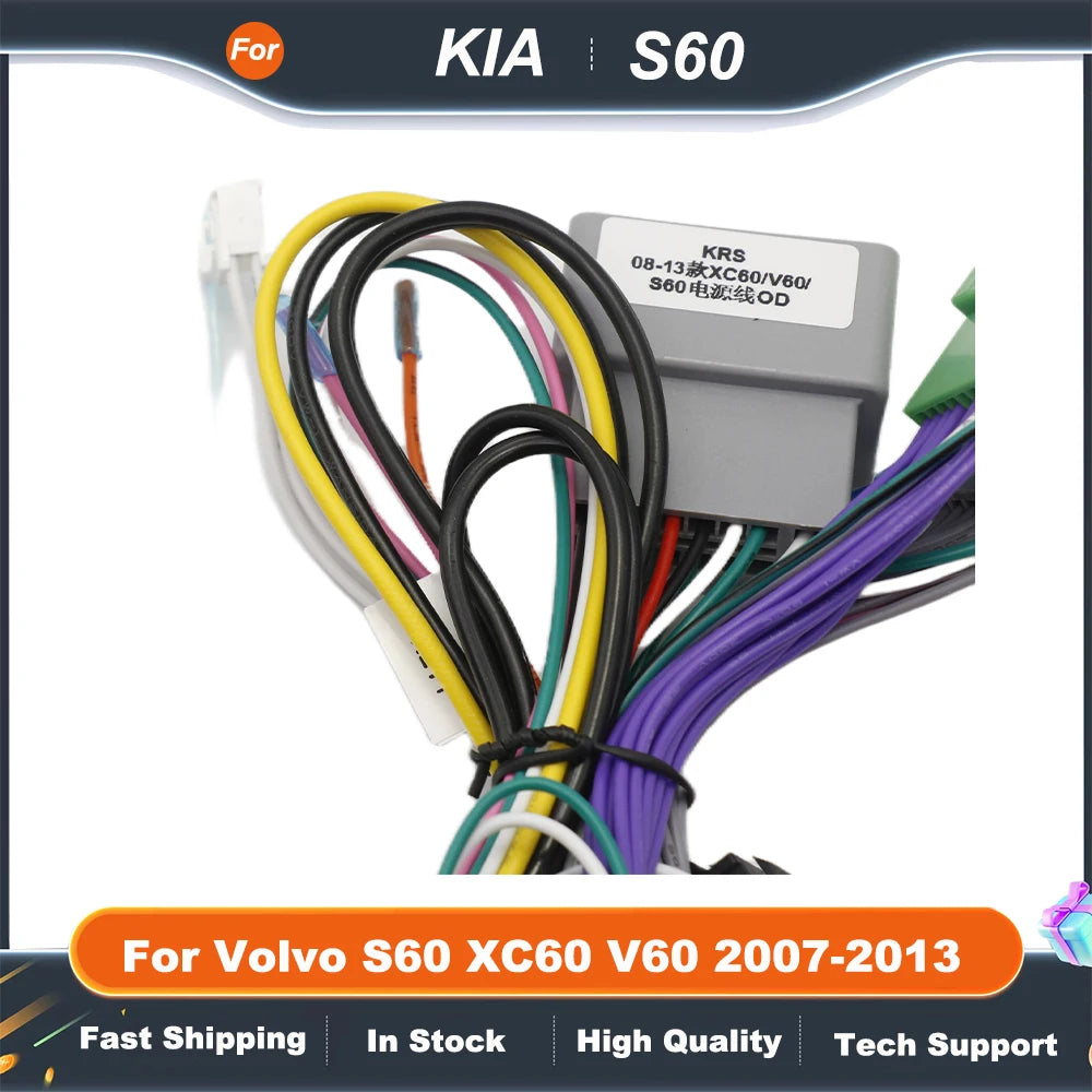 Car Audio Wiring Harness with Canbus Box For Volvo S60 XC60 V60 2007-2013 Stereo 16 Pin CD/DVD Android 2 Din GPS Video Player