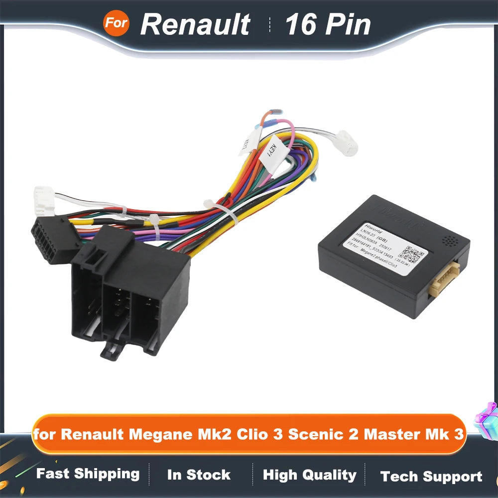 Wiring Harness Adapter CAN Bus Decoder for Renault Megane Mk2 Clio 3 Scenic 2 Master Mk 3 16 Pin Car Android Cable