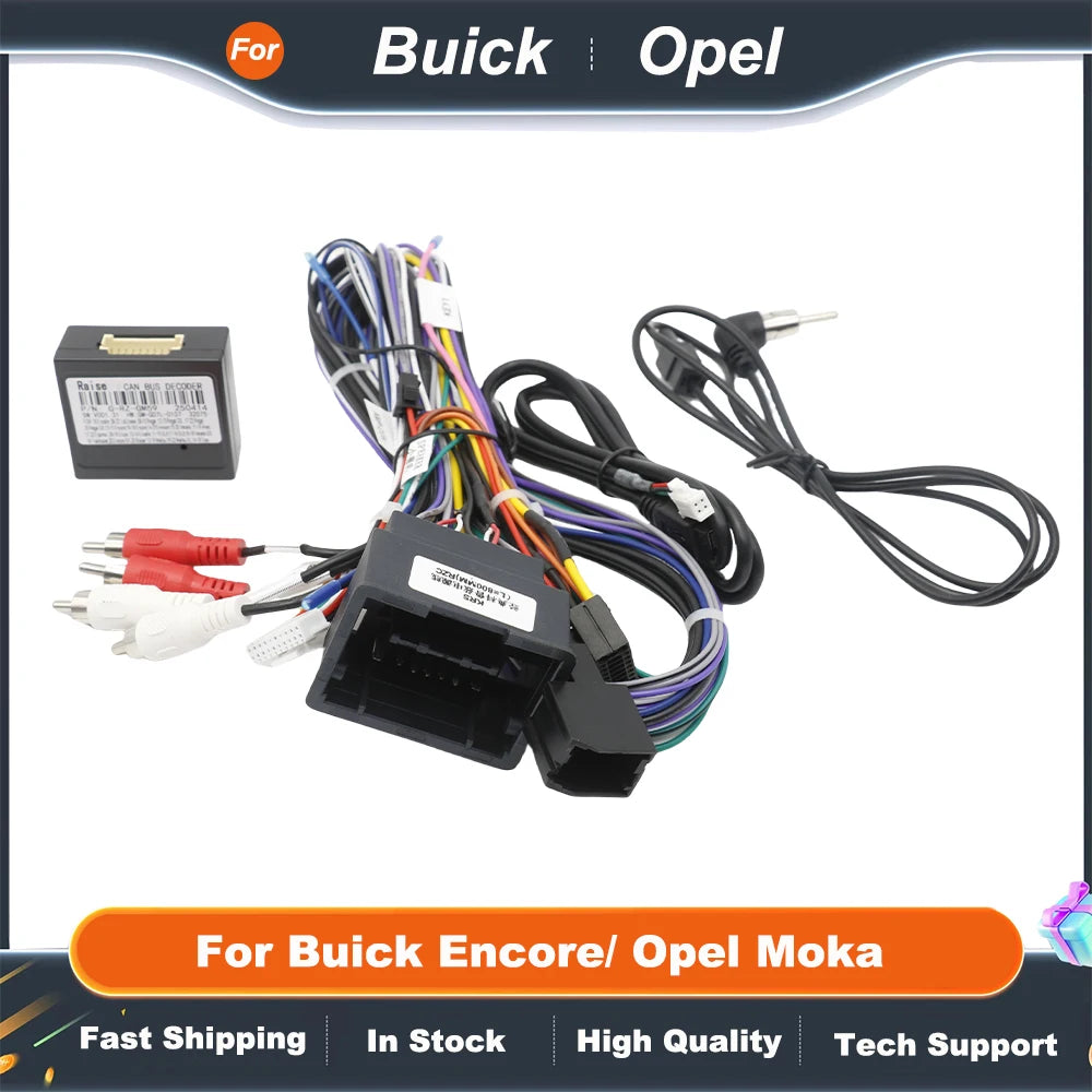 Car Android Radio CAN Bus Decoder Adapter GM-RZ-09 For Buick Encore/ Opel Moka Receiver 16 Pin Power Cable