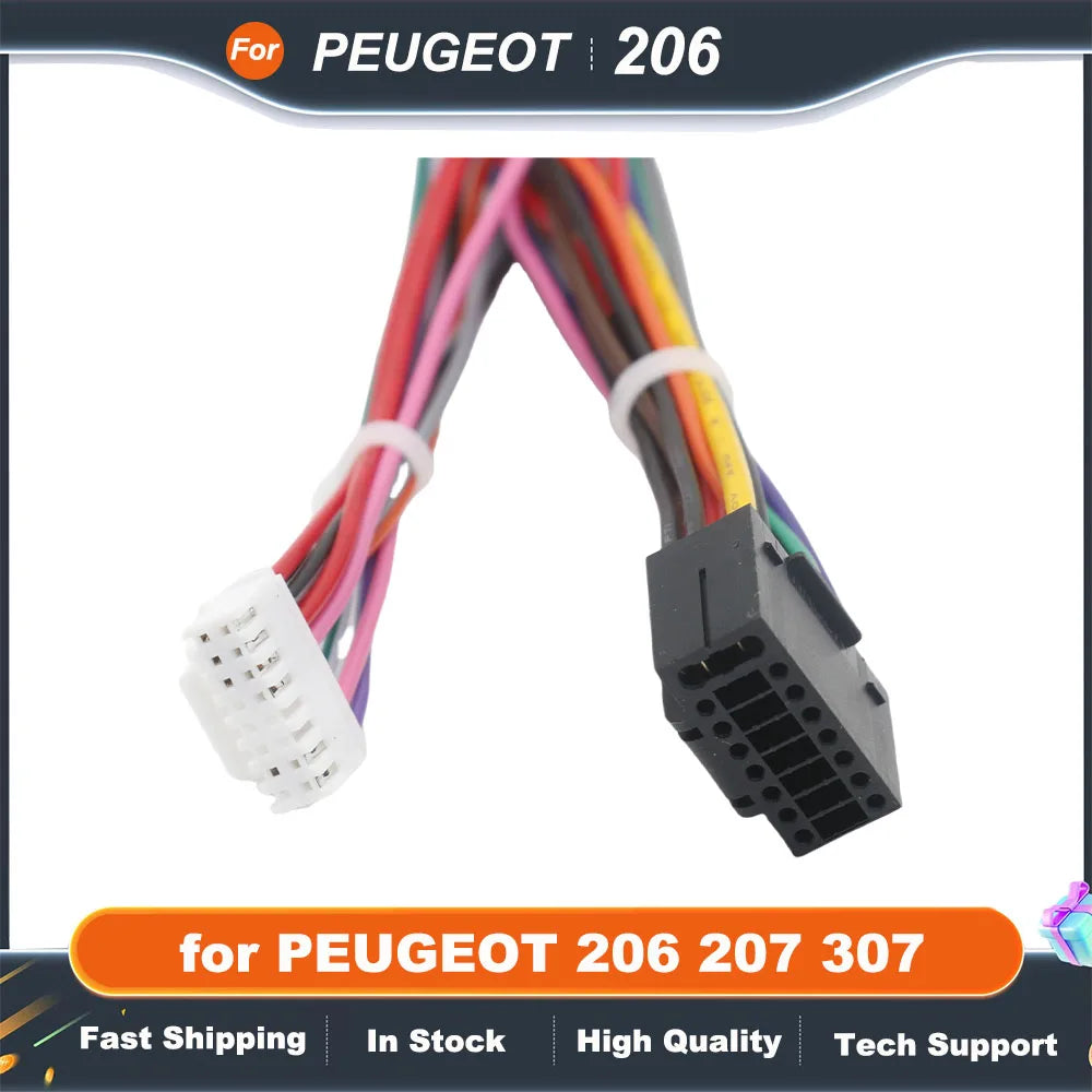 16 Pin Wiring Harness Adapter Canbus Box Decoder For Peugeot 206 207 307 Radio Android 2 Din GPS Wifi Video Player RP5-PA-104