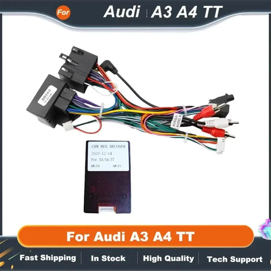16pin Wiring Harness Adapter with CANBUS Decoder for Audi A3 A4 TT Android Radio Power Cable