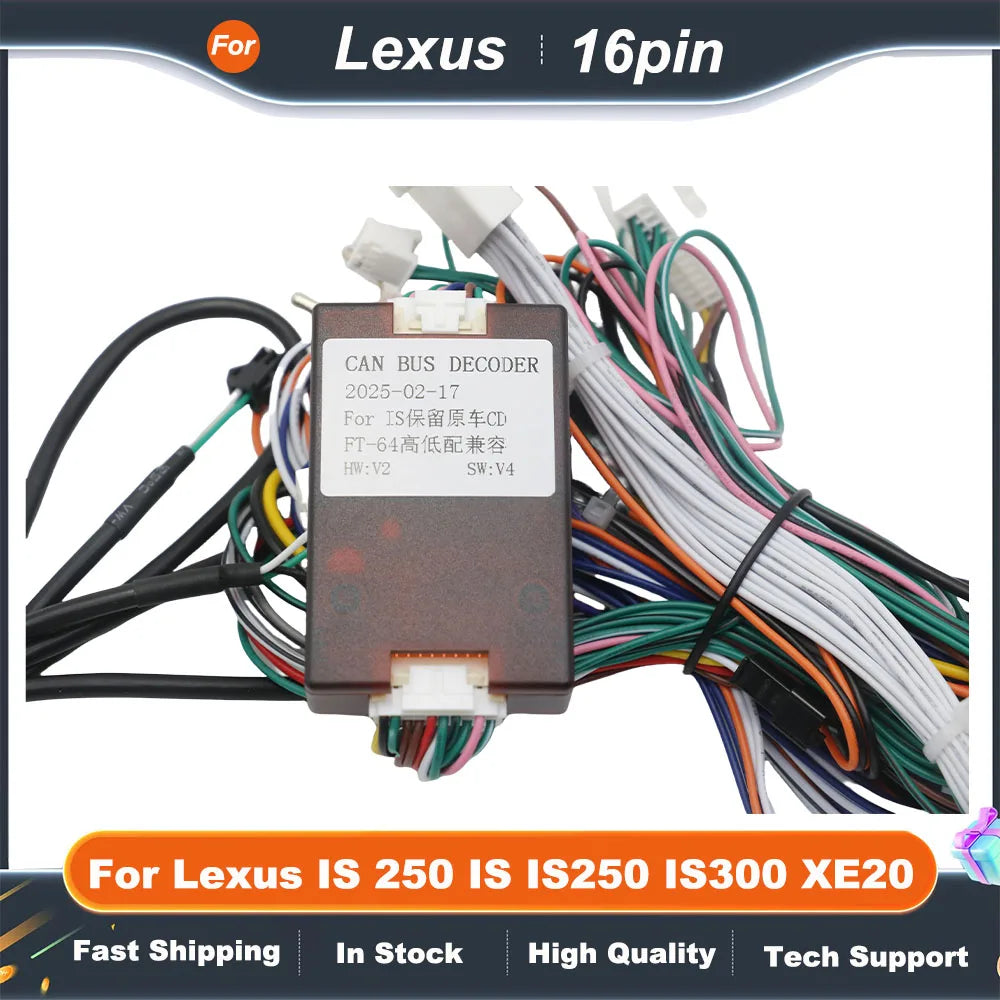 Car 16pin Wiring Harness Adapter Canbus Box Decoder Android Radio Power Cable For Lexus IS 250 IS IS250 IS300 XE20