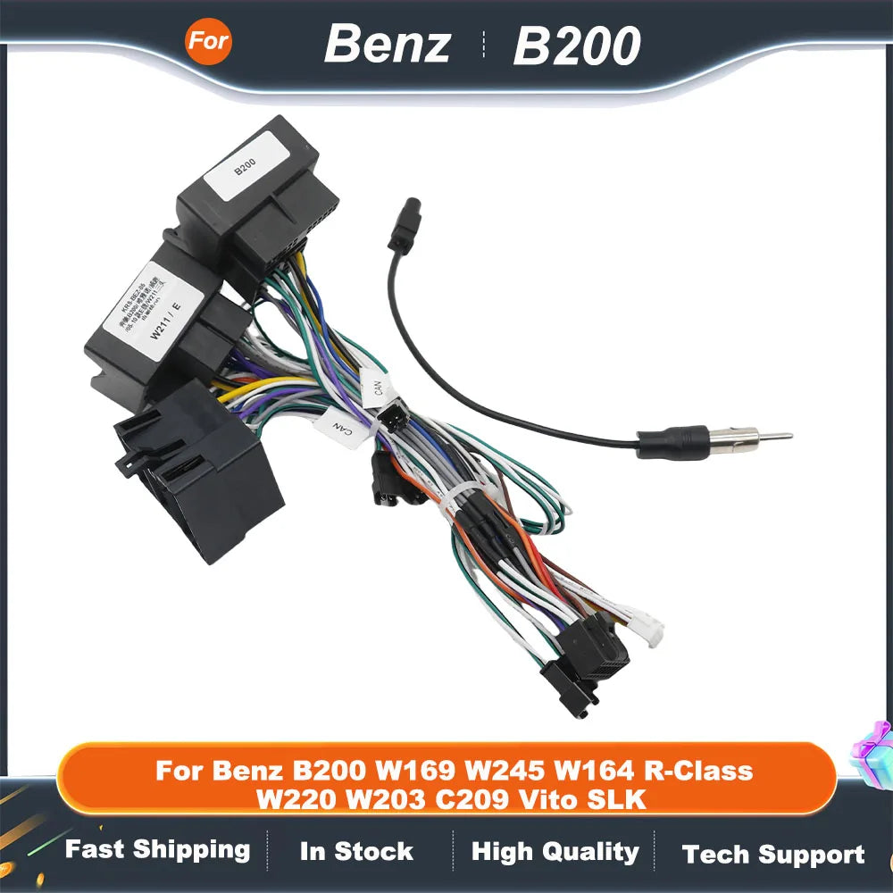 CANbus Box Adaptor Decoder For Benz B200 W169 W245 W164 R-Class W220 W203 C209 Vito SLK With 16Pin Power Wiring Harness Cable