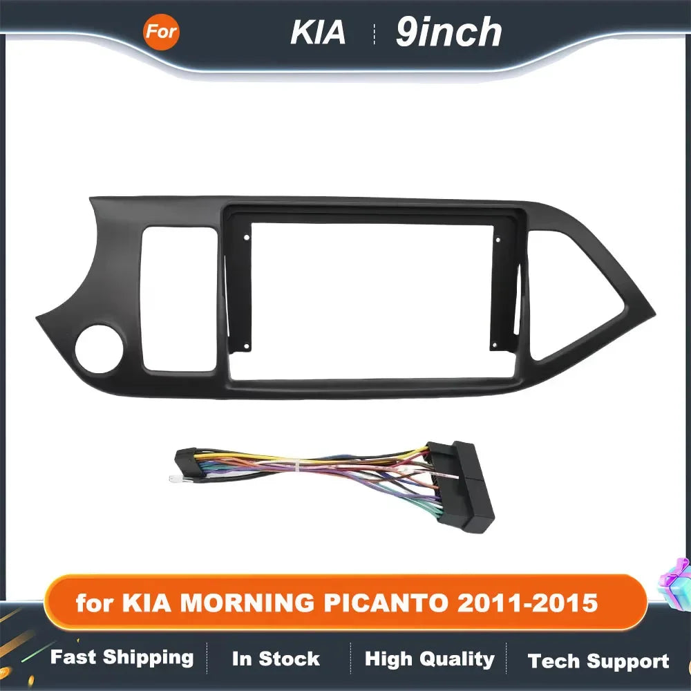 9 Inch Car Radio Fascia Frame for KIA MORNING PICANTO 2011-2015 Android Stereo Dash Panel Kit with GPS