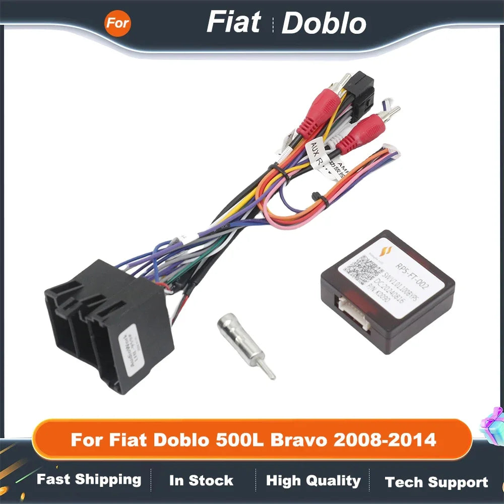 16pin Car Wiring Harness Adapter with CANBUS Decoder Android Radio Power Cable for Fiat Doblo 500L Bravo 2008-2014