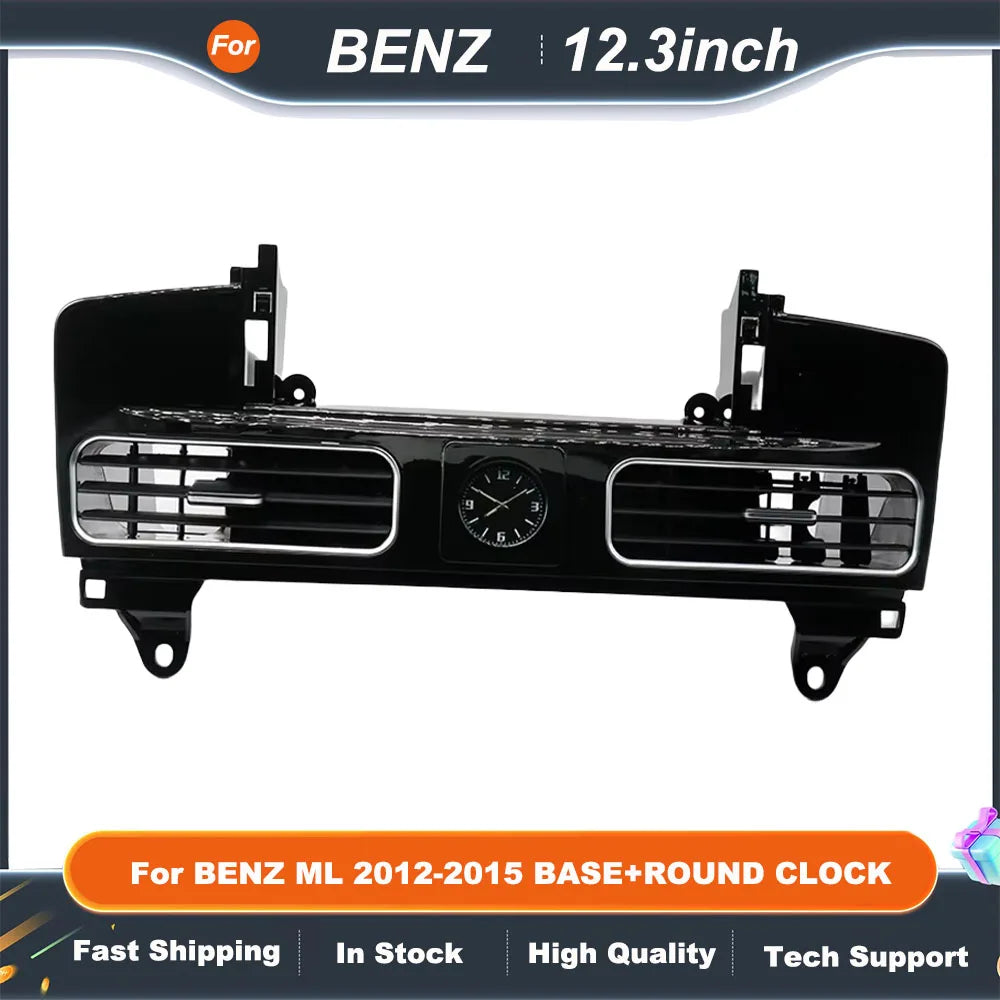 12.3 Inch Car Radio frame For BENZ ML 2012-2015 BASE+ROUND CLOCK GPS MP5 Android Player Fascias Panel DashBoard Frame Cover
