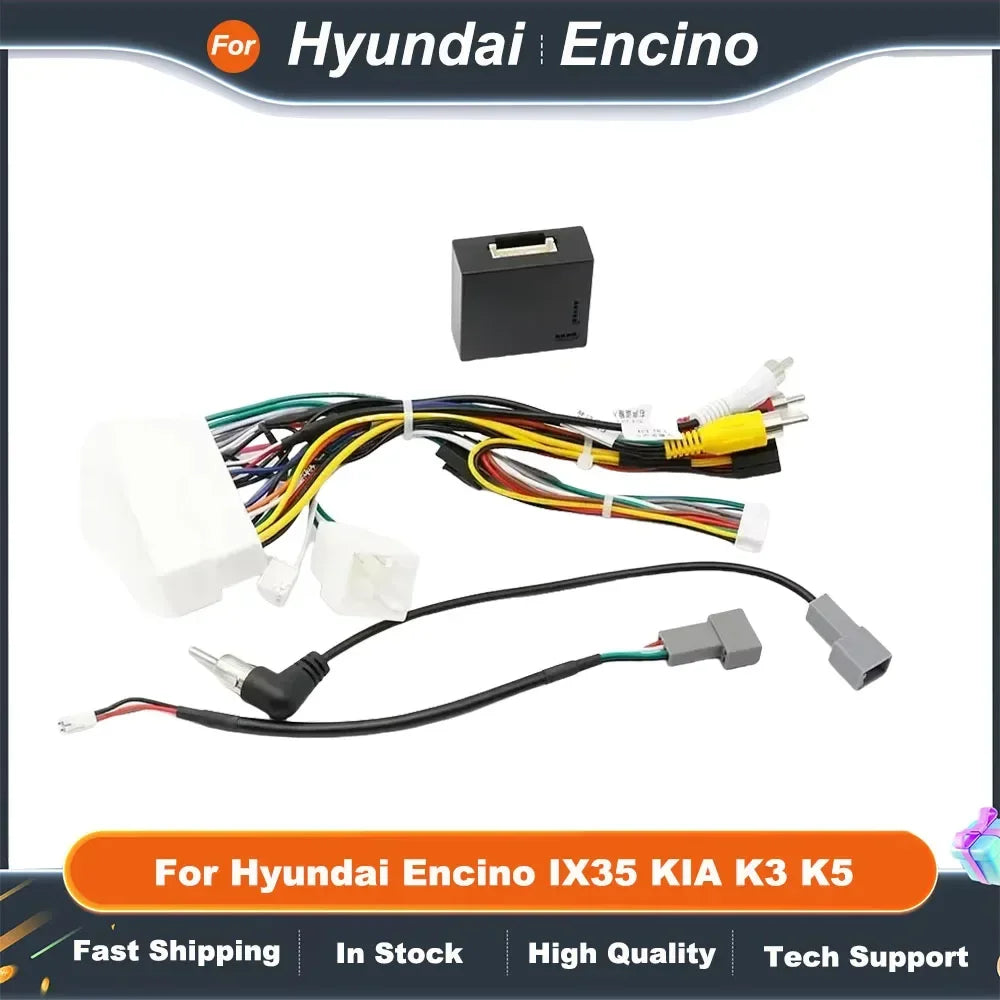 Car Radio Fascia Frame 16PIN Power Cable Adapter with Canbus Box for Hyundai Encino IX35 KIA K3 K5 Stereo Wiring Harness
