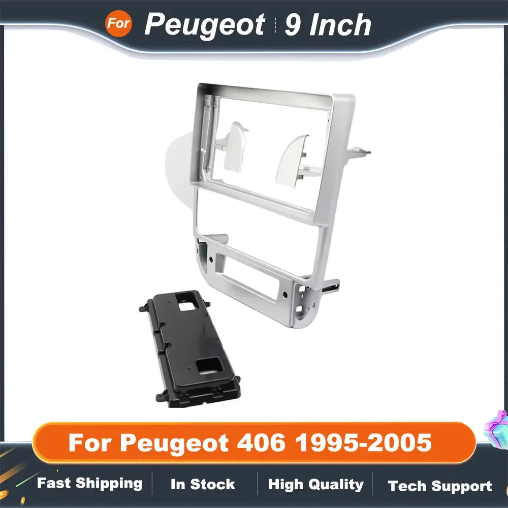 9 Inch Car Radio Fascia Frame for Peugeot 406 1995-2005 Dashboard Panel Kit OEM Style Plug Play Stereo Bezel Adapter