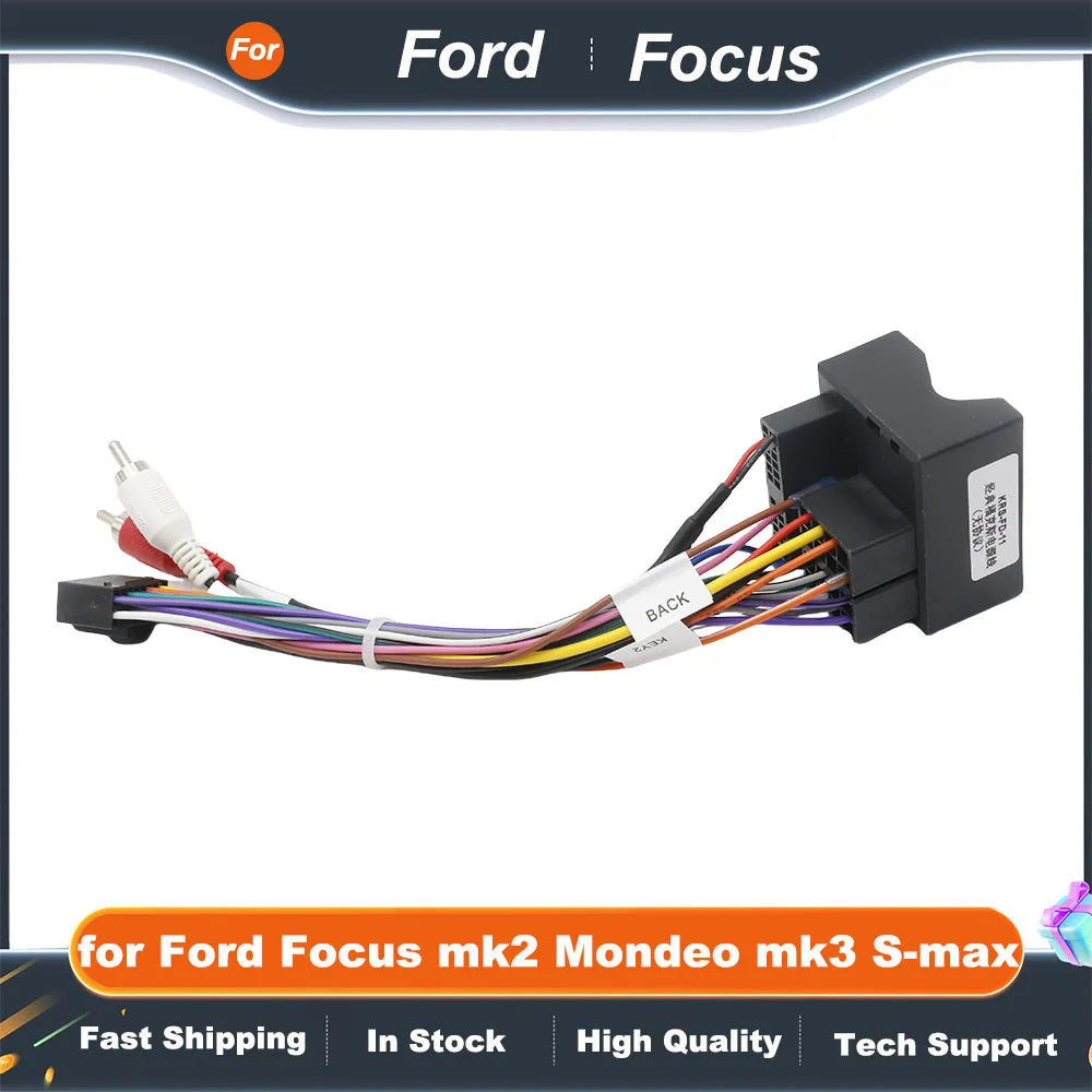 QuadLock Wiring Harness 16 Pin Plug Radio Adapter Antenna Car Head Unit 12V Connector Cable for Ford Focus mk2 Mondeo mk3 S-max