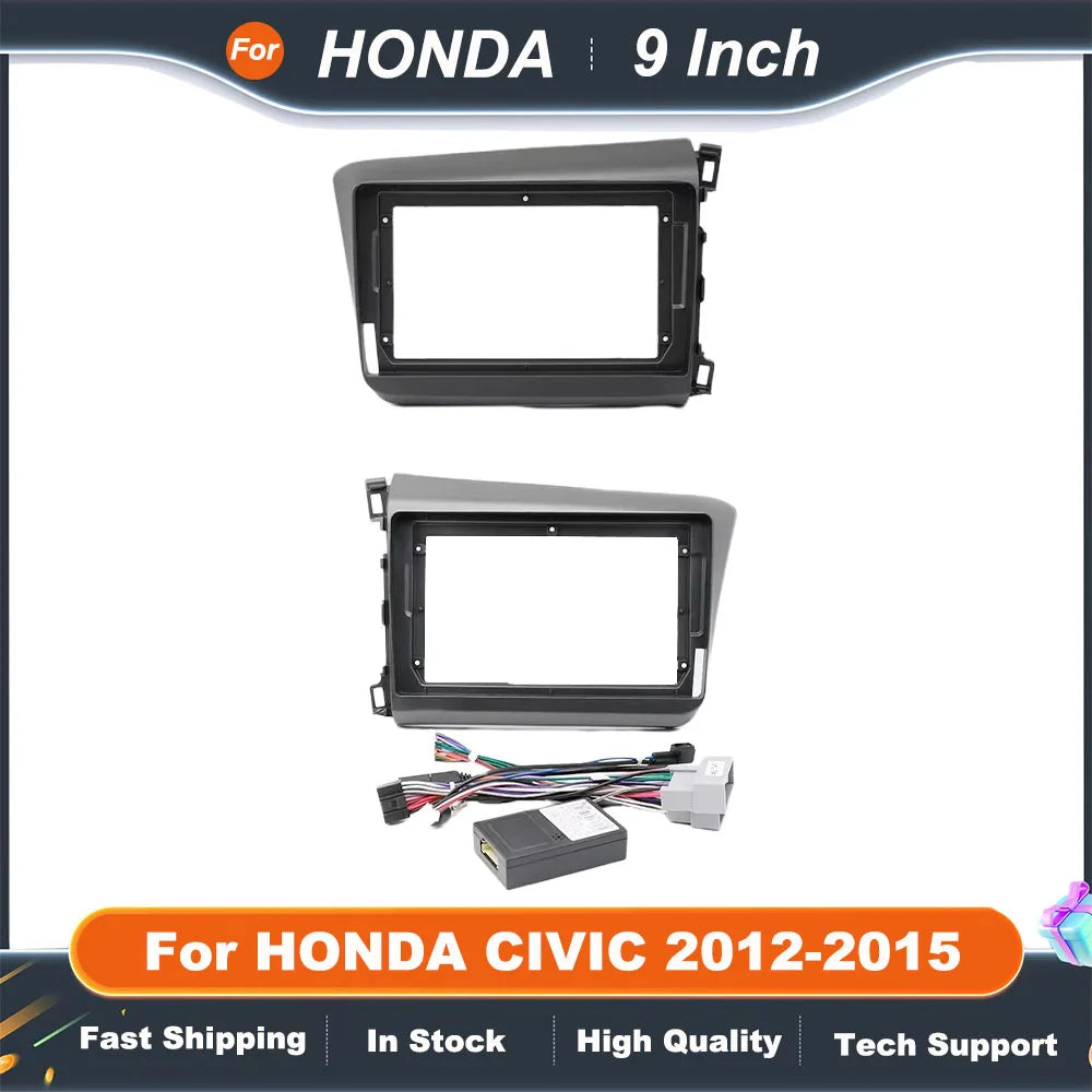 9 Inch Car Radio Fascia Frame For HONDA CIVIC 2012-2015 2DIN Install Panel Dashboard Kit