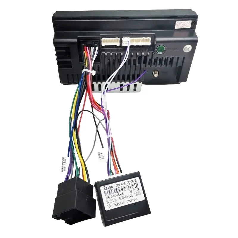 Wiring Harness Adapter with CAN Bus decoder, 2 Din 9 inch Android Radio Panel Frame for Peugeot 206 1998 - 2006, 16 Pin Cable