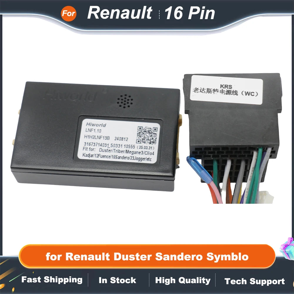 Wiring Harness CAN Bus Decoder 16 Pin Plug to ISO Connector Car Head Unit Cable Adapter for Renault Duster Sandero Symblo