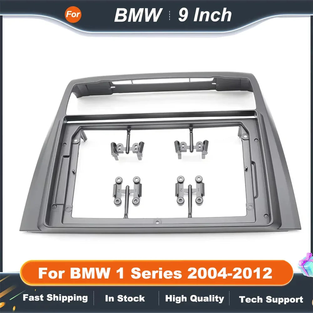 9 Inch Car Radio Fascia Frame for BMW 1 Series E81 E82 E87 E88 Android Dash Panel Kit with Canbus Decoder