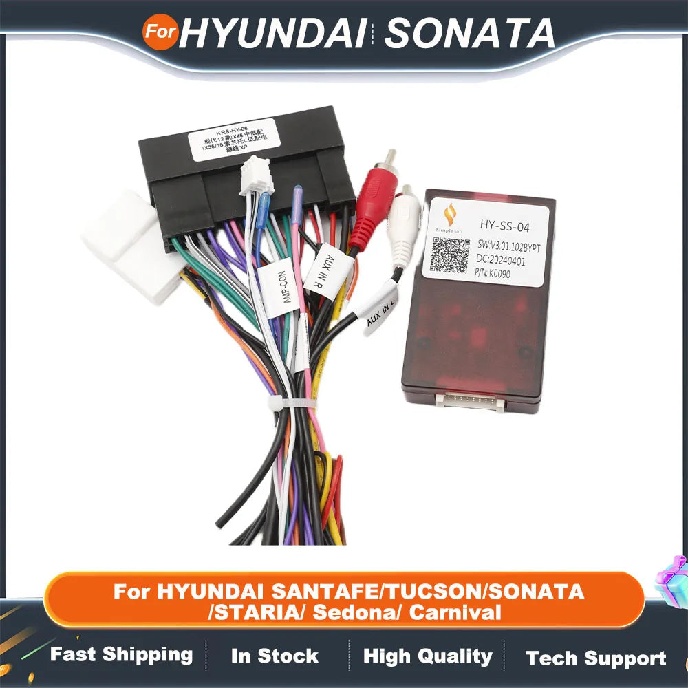 For HYUNDAI SANTAFE/TUCSON/SONATA/STARIA/ Sedona/ Carnival Car Radio Canbus Box Decoder HY-SS-04 With16 Pin Wiring Harness Power