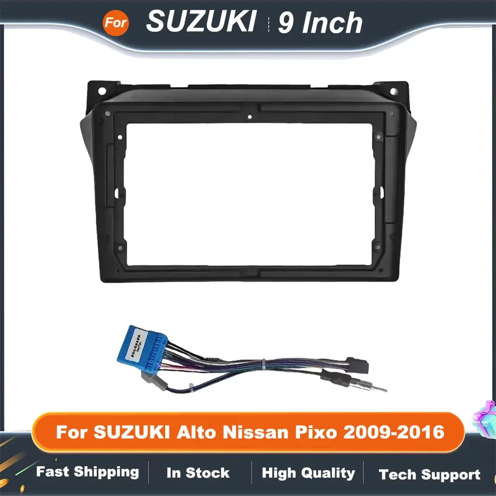 9 Inch Car Radio Frame Adapter For SUZUKI Alto Nissan Pixo 2009-2016 Android Radio Dash Fitting Panel Kit