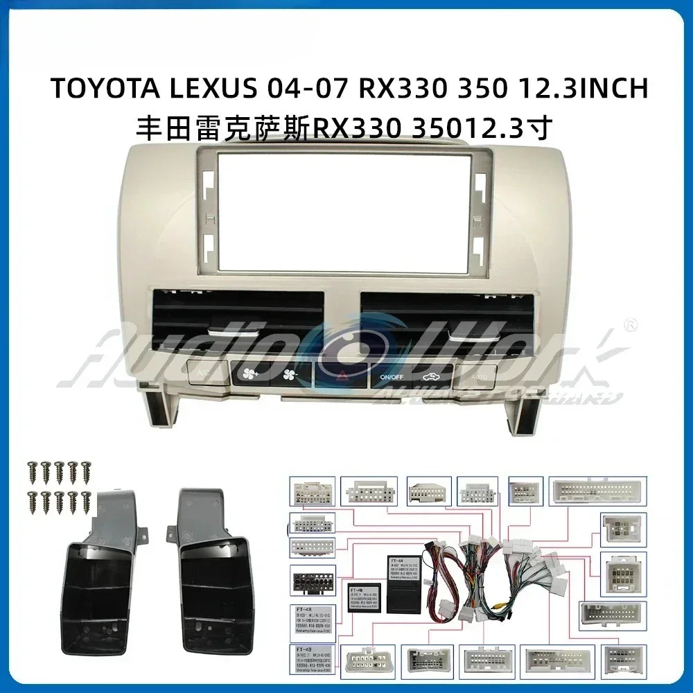 12.3 inch Car Radio Fascia For LEXUS RX330 RX350 2004-2007  2Din Stereo Player Install Surround Panel Dash Kit GPS Frame