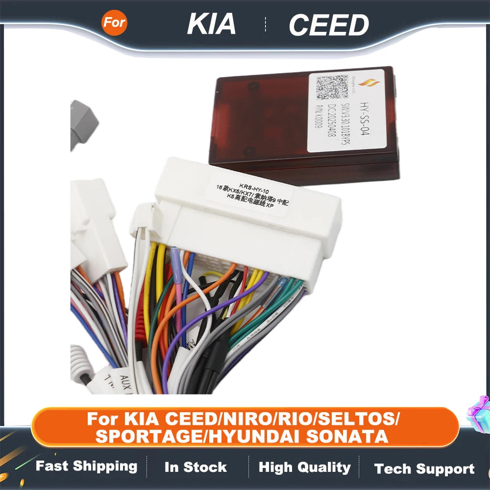 For KIA CEED/NIRO/RIO/SELTOS/SPORTAGE/HYUNDAI SONATA 9 Android 2 Din GPSCar Radio Canbus Decoder Wiring Harness Adapter HY-SS-04