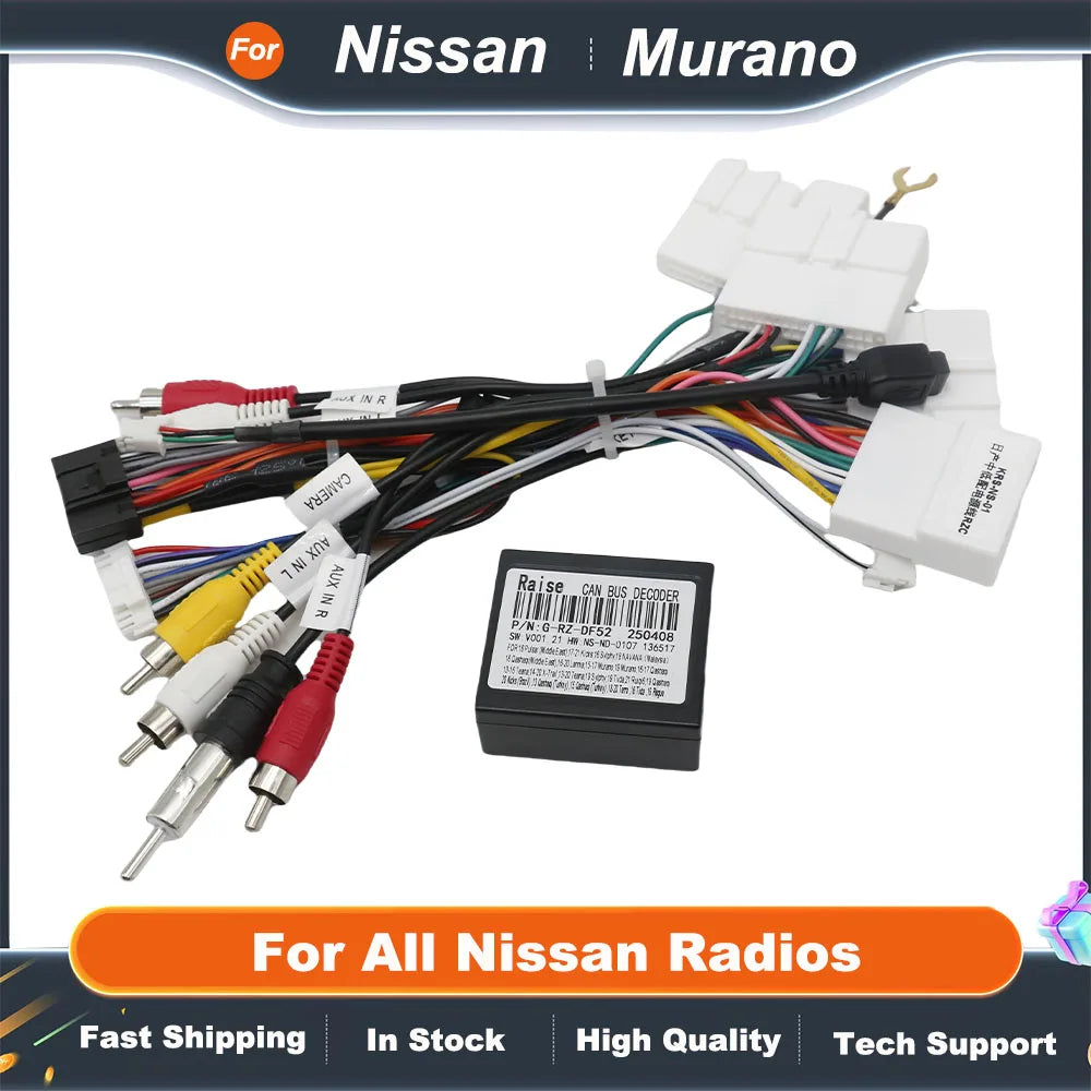 For Nissan Murano Qashqai j10 j11 X trail Tiida/SYLPHY/ Terra/Bluebird Kicks/Versa Car Radio Stereo Wiring Harness Cable Adapter